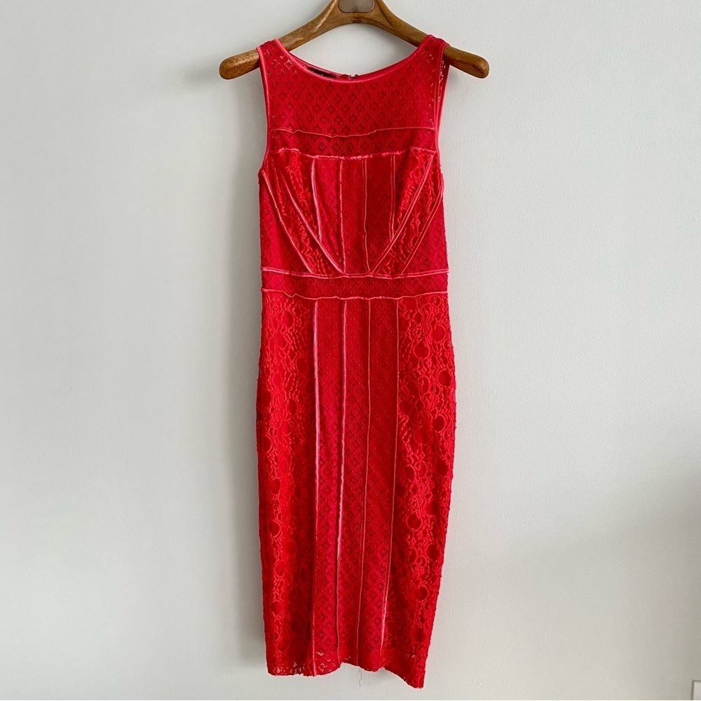 bebe Red Lace Sleeveless Dress Size 4
